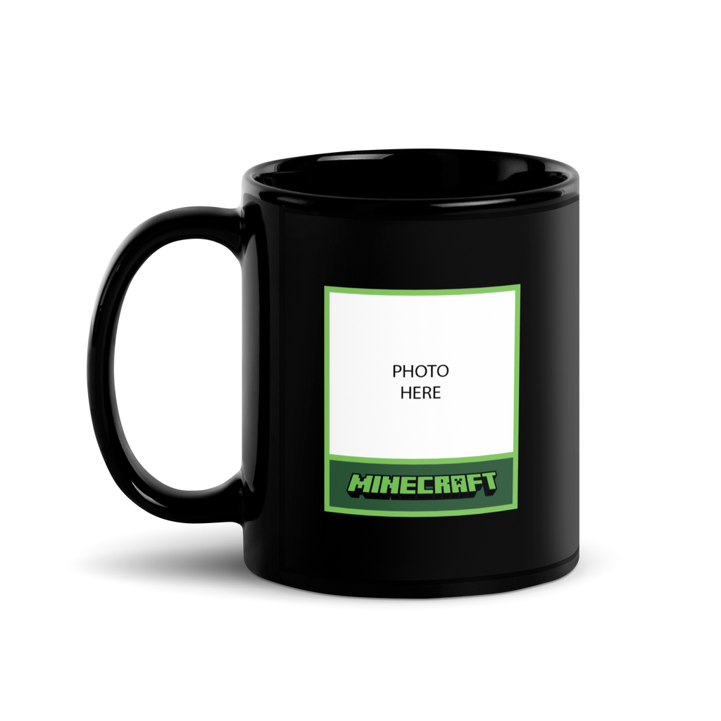 Minecraft Personalized Photo Black Mug Creeper