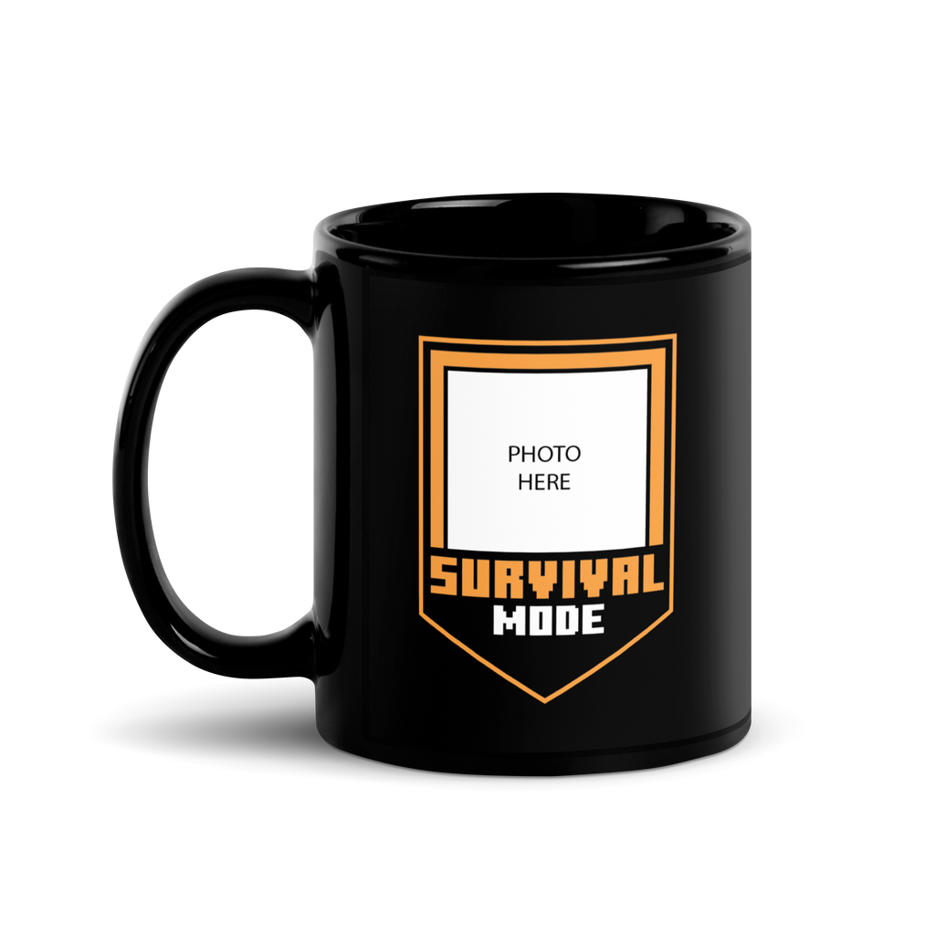 Minecraft Personalized Photo Black Mug Survival Mode