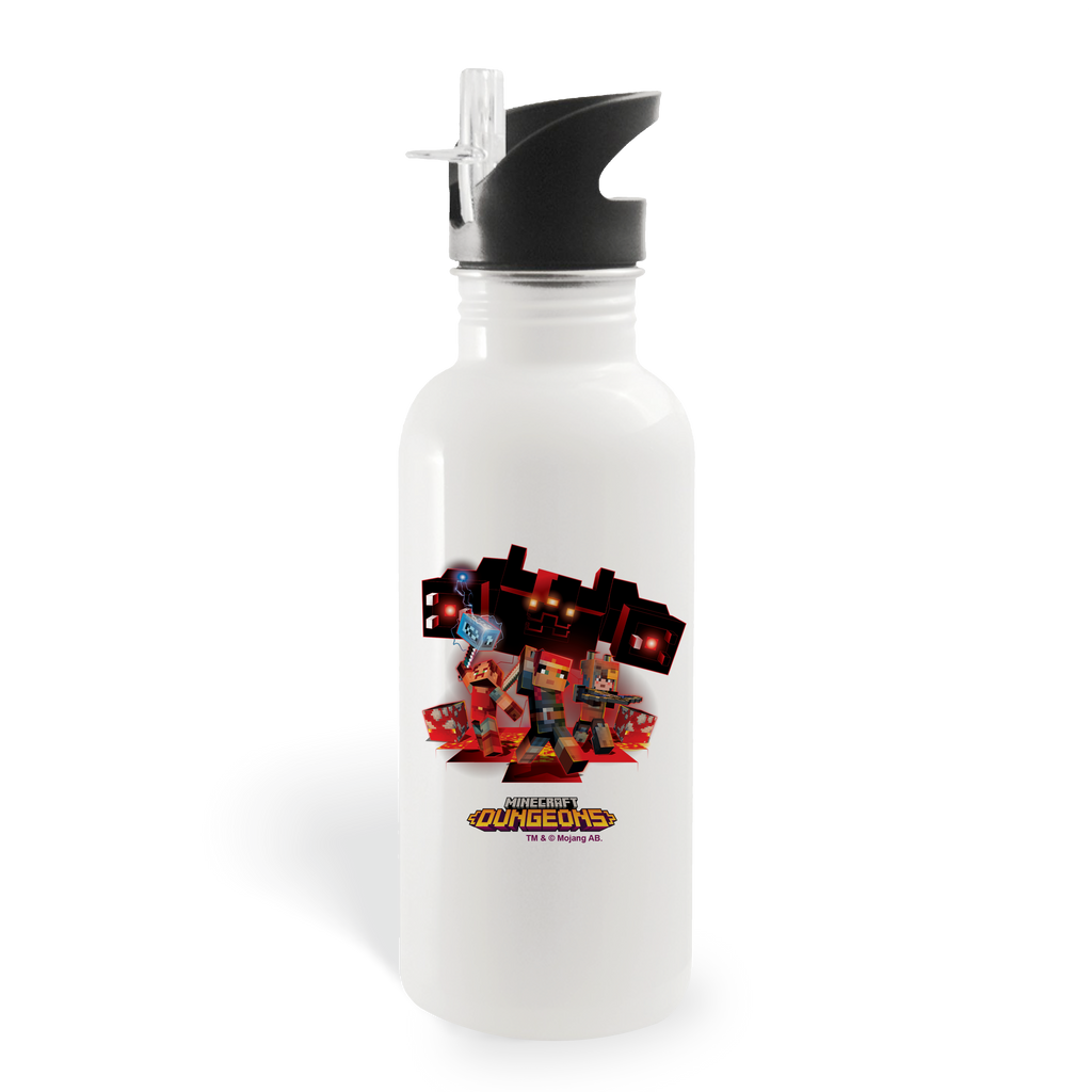 Minecraft Dungeons Unite, Fight, Survive Personalized 20 oz Screw Top Water Bottle with Straw