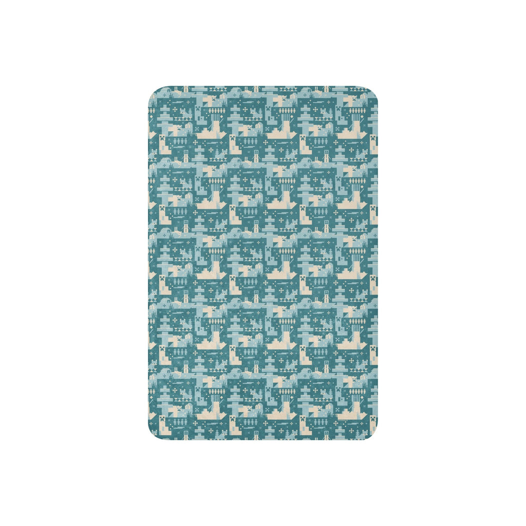 Minecraft Blue Holiday Pattern Sherpa Blanket