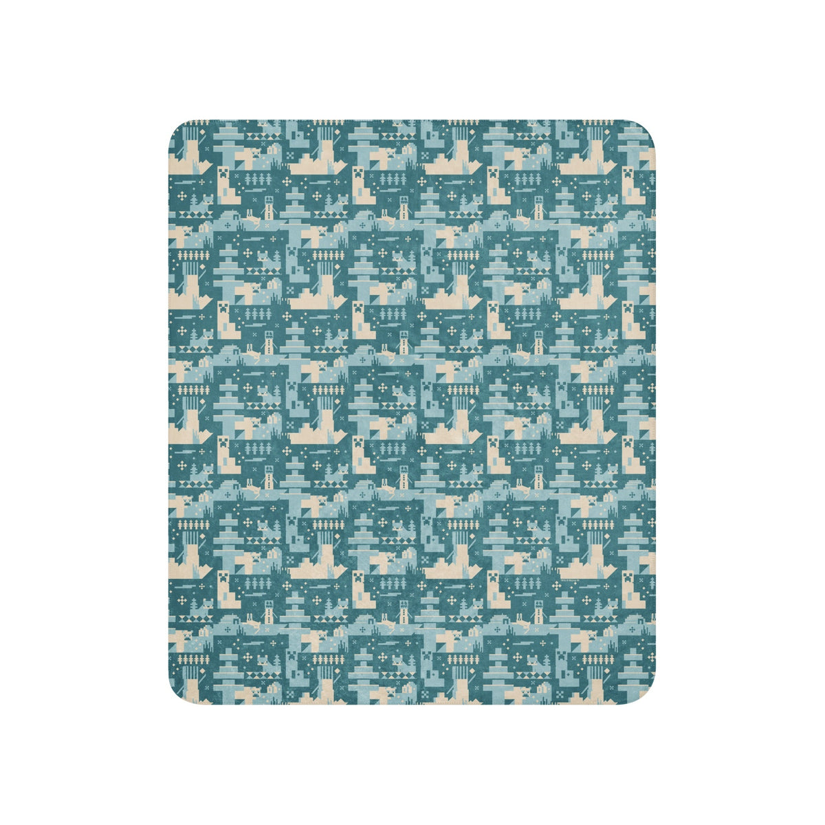 Minecraft Blue Holiday Pattern Sherpa Blanket