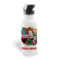 Minecraft Snowball Champ Personalized 20 oz Screw Top Water Bottle with Straw