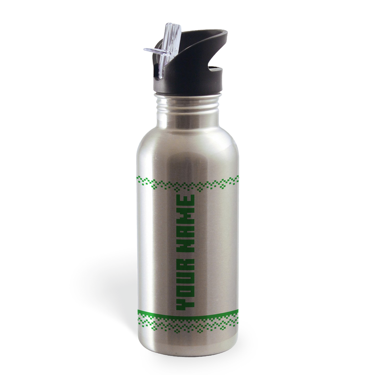 Minecraft Tree Sweater Personalized 20 oz Screw Top Water Bottle with Straw