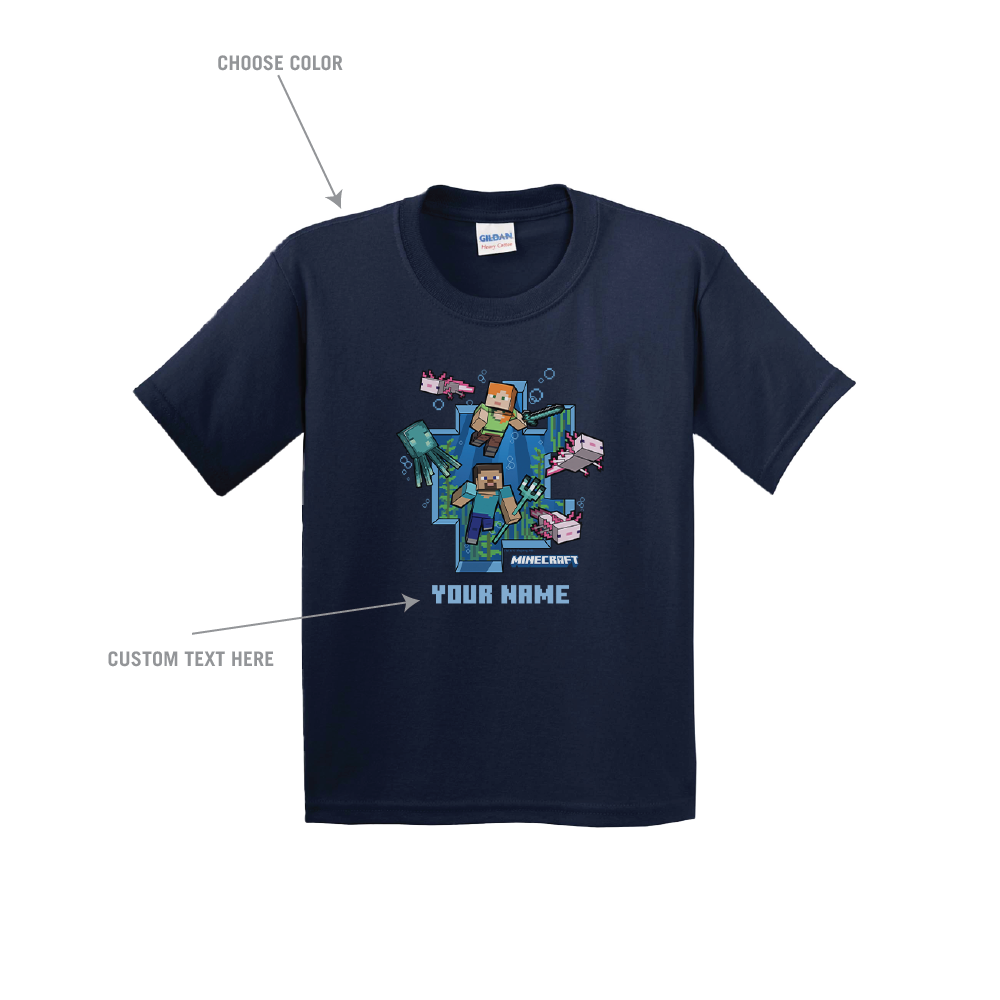 Minecraft Underwater: Personalized Kids T-Shirt