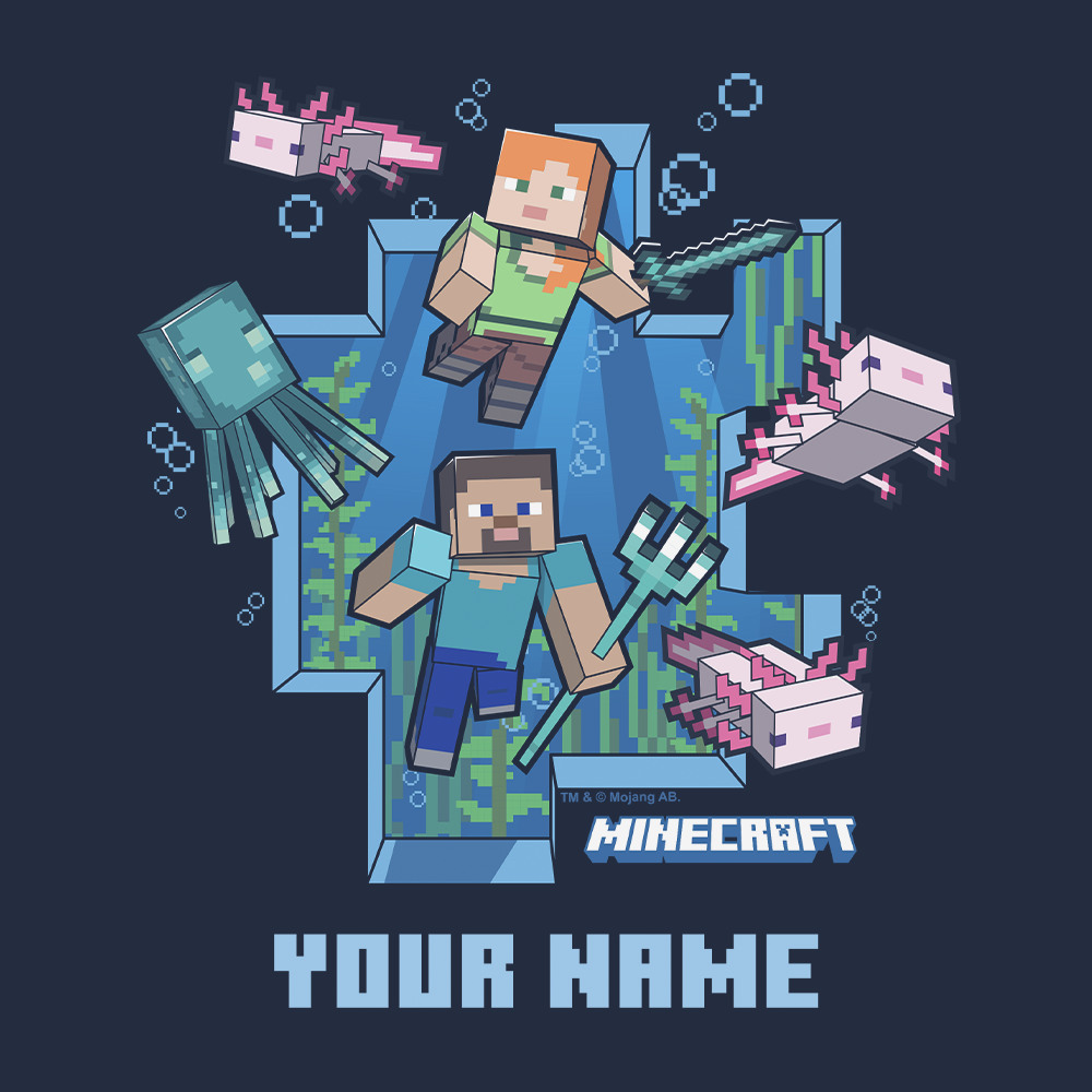 Minecraft Underwater: Personalized Kids T-Shirt