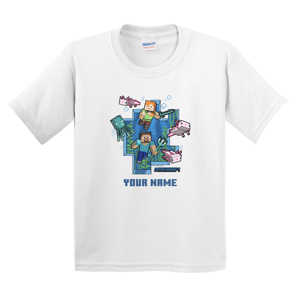 Minecraft Underwater: Personalized Kids T-Shirt