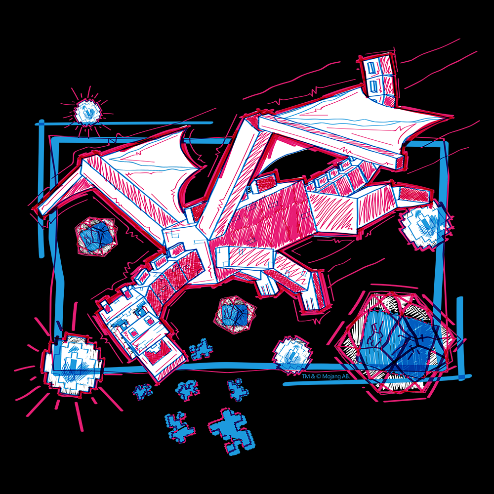 Minecraft Acid Sketch Ender Dragon Pullover Hoodie