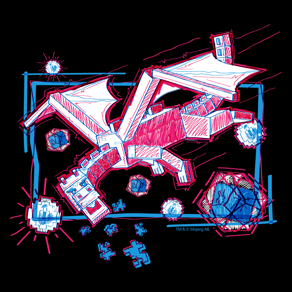 Minecraft Acid Sketch Ender Dragon Kids Short Sleeve T-Shirt