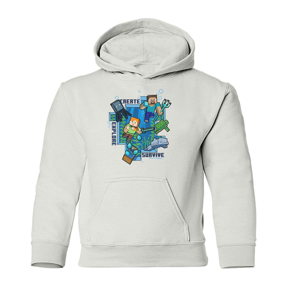 Minecraft Create, Explore, Survive Kids Pullover Hoodie