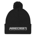 Minecraft Logo Pom Pom Knit Beanie
