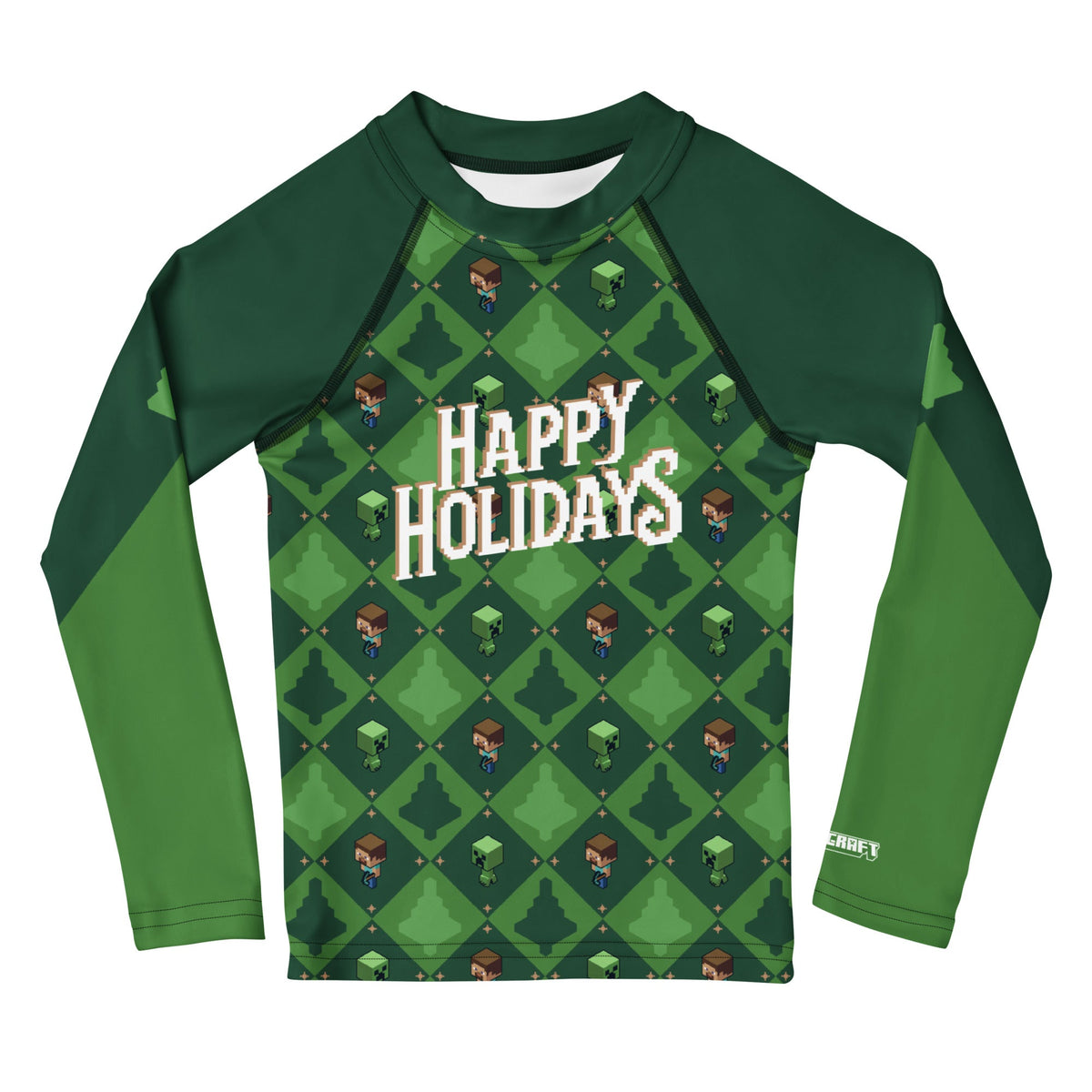 Minecraft Kids Rash Guard Happy Holidays