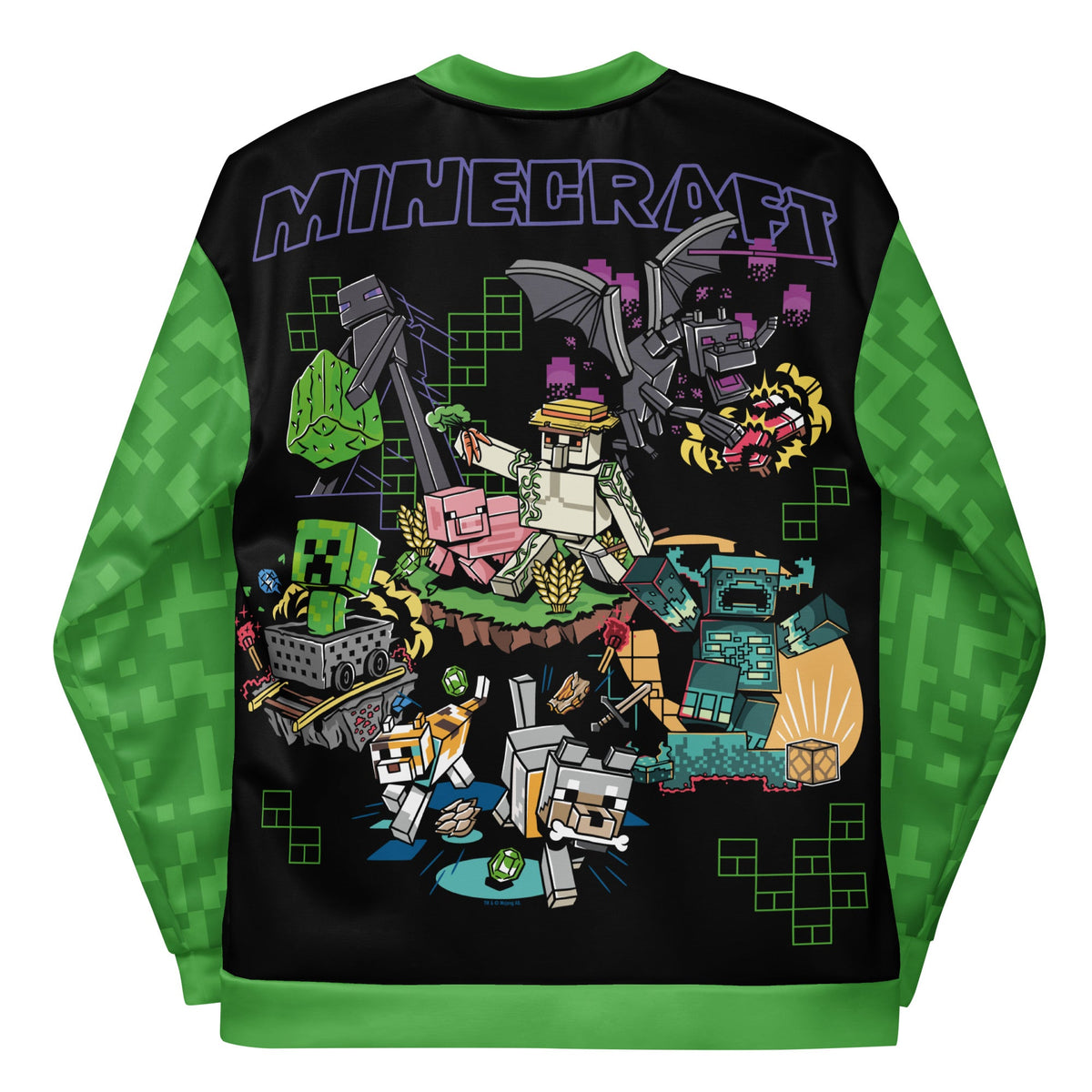 Minecraft Mascot Bomber Jacket Lightweight Unisex Outerwear