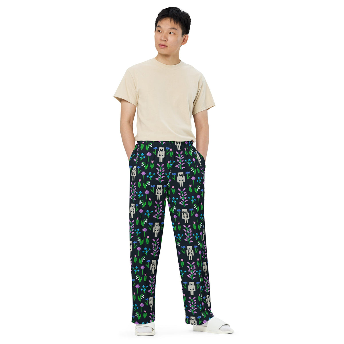 Minecraft Lounge Pant Skeleton and Flowers