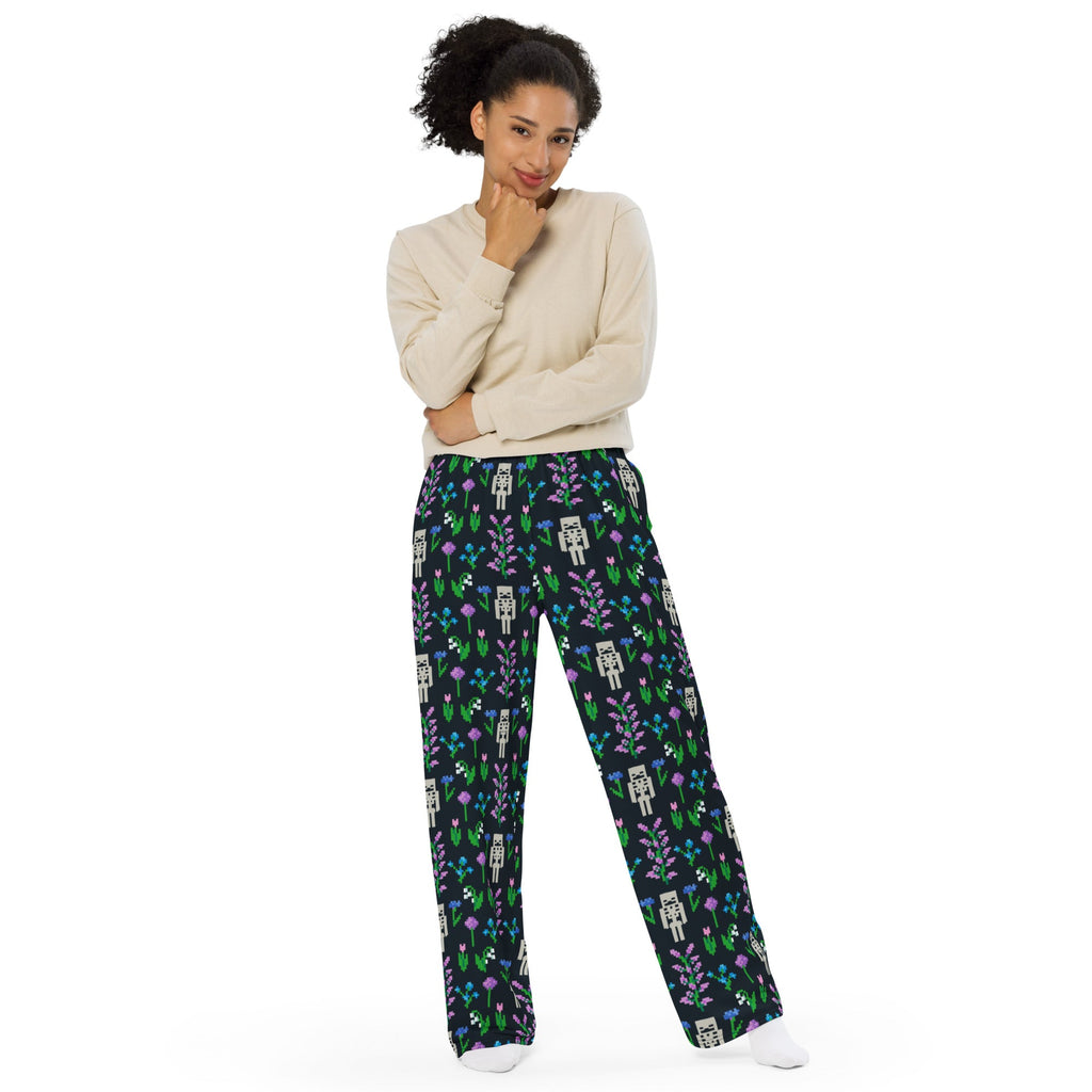 Minecraft Lounge Pant Skeleton and Flowers