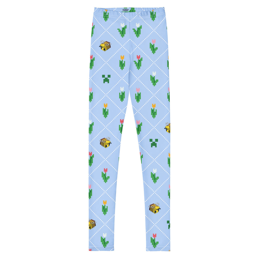 Minecraft Youth Leggings Pixel Flower Pattern
