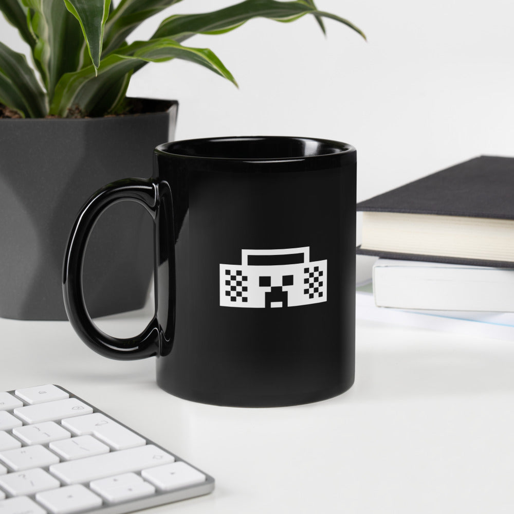 Minecraft Tuned In Creeper Black Glossy Mug