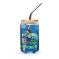 Minecraft Grow Your Happiness Can-Shaped Glass with Lid and Straw