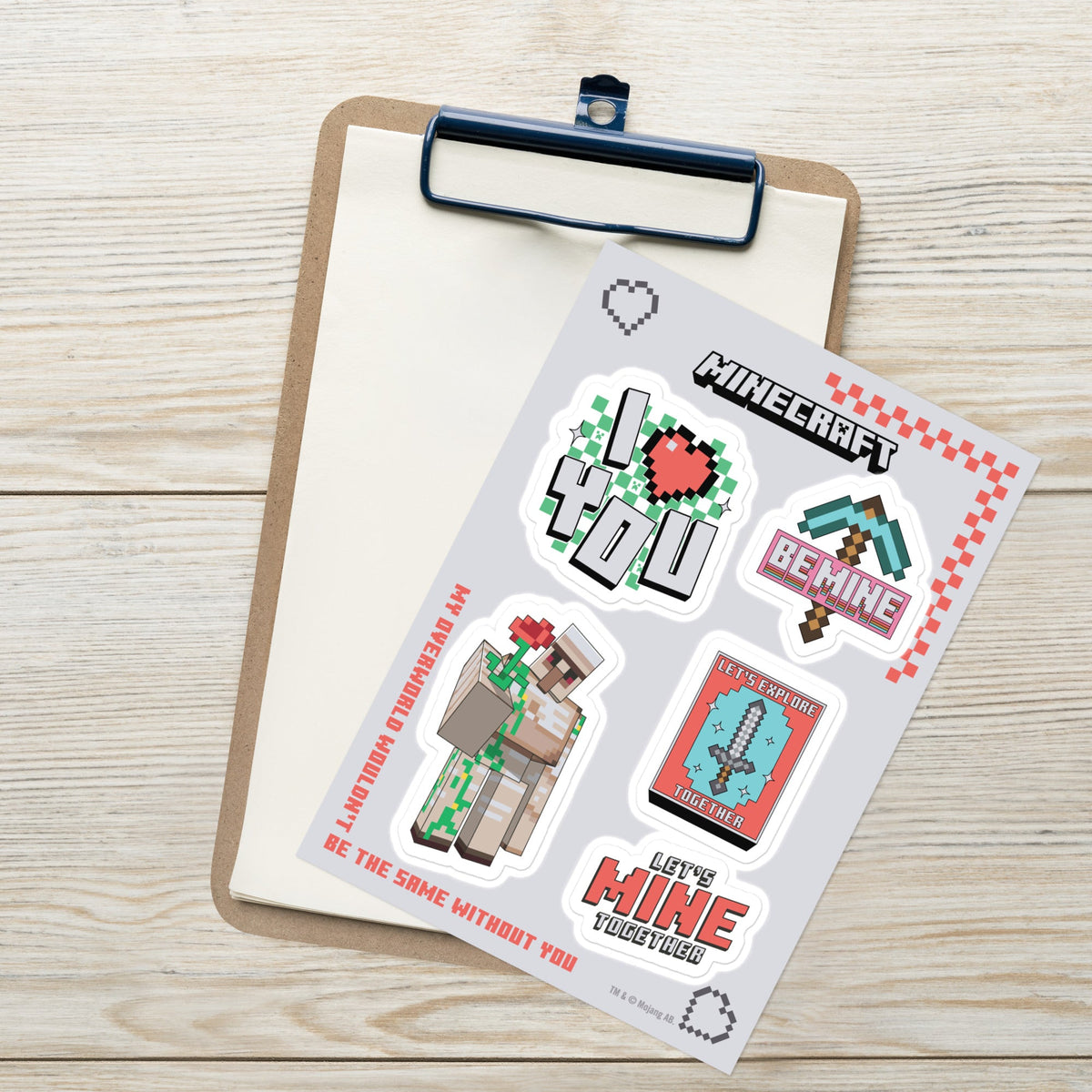 Minecraft Sticker Sheet Valentine's Day
