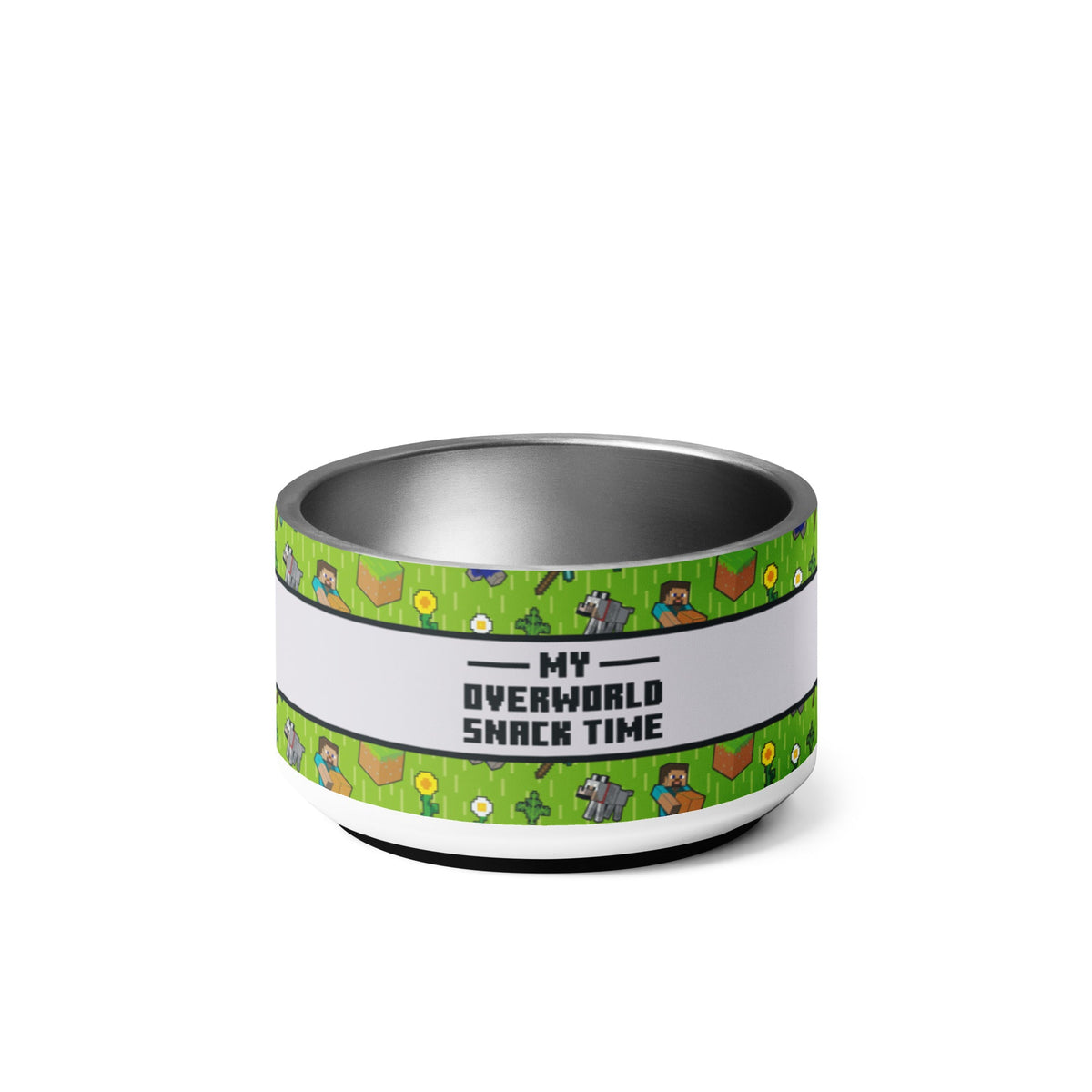 Minecraft Stainless Steel Pet Bowl Overworld Snack Time