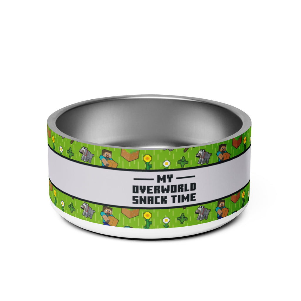 Minecraft Stainless Steel Pet Bowl Overworld Snack Time