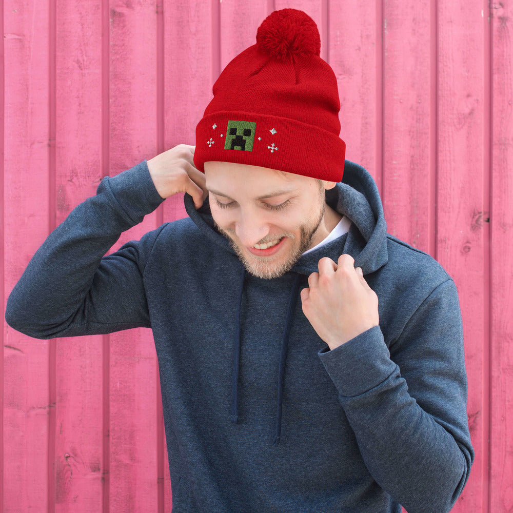 Minecraft Creeper Holiday Pom Beanie