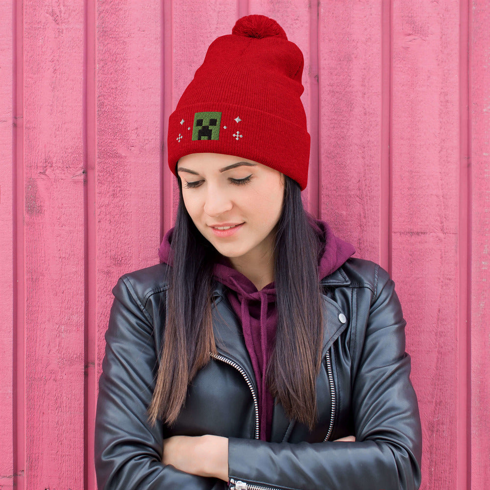 Minecraft Creeper Holiday Pom Beanie