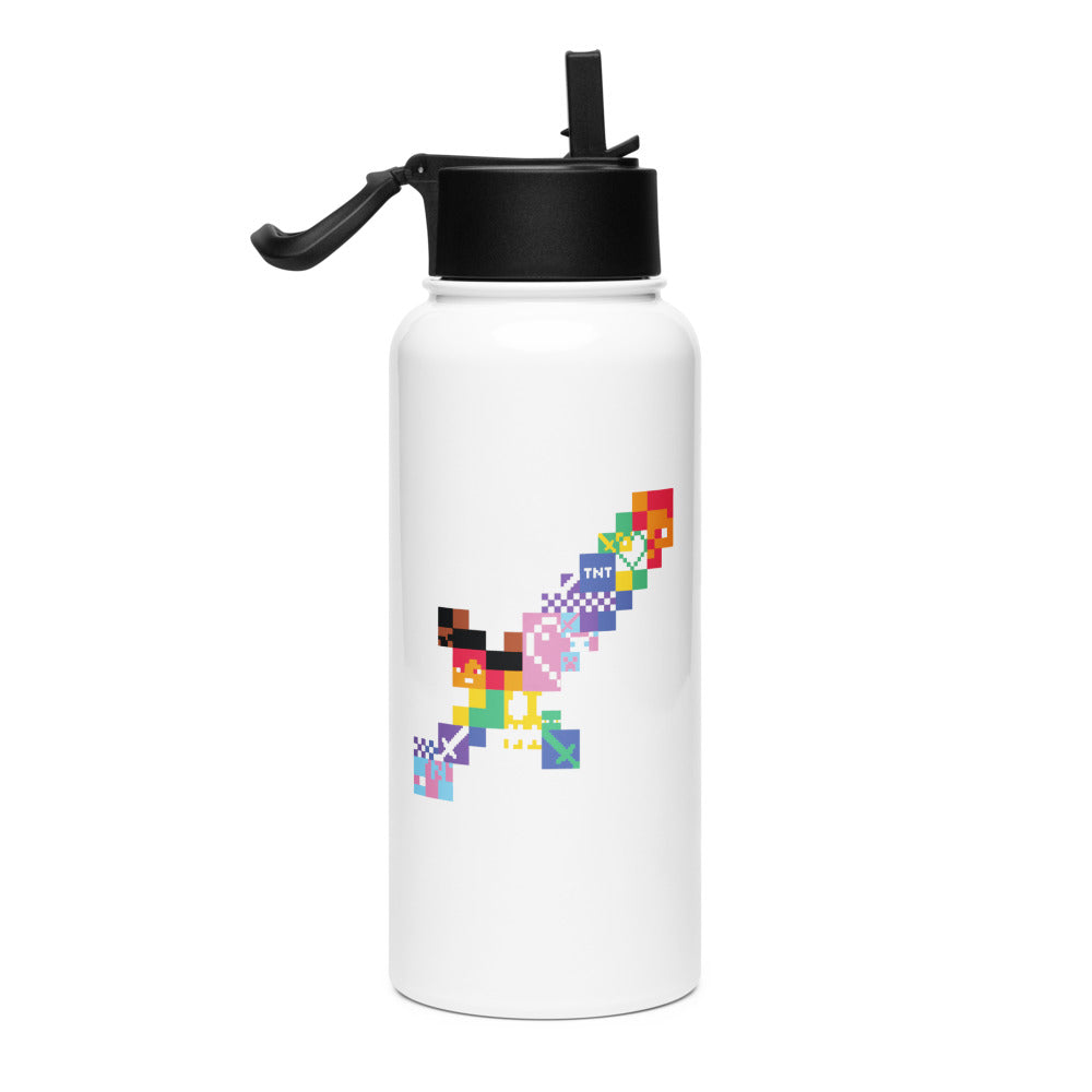Minecraft Sword Pride Stainless Steel Water Bottle with a Straw Lid