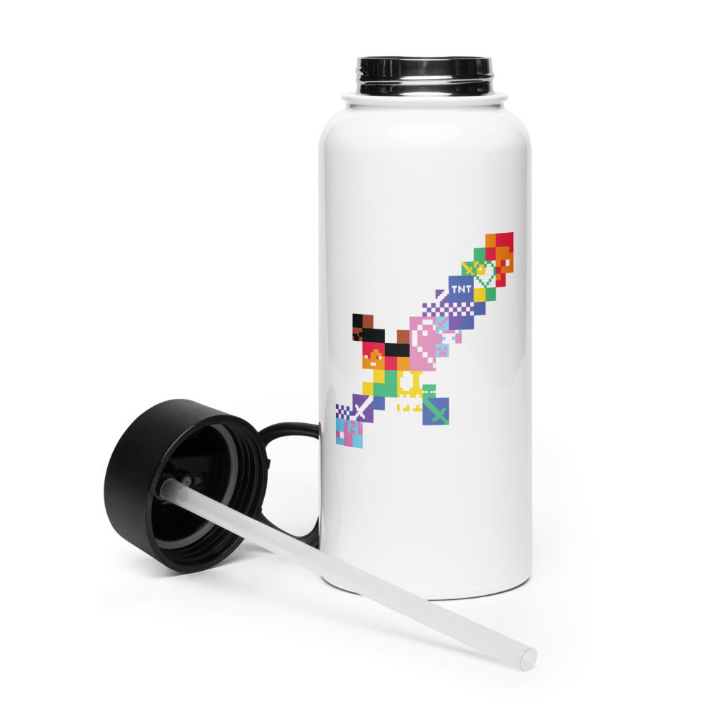 Minecraft Sword Pride Stainless Steel Water Bottle with a Straw Lid