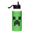 Minecraft Creeper Big Face Stainless Steel Water Bottle with a Straw Lid