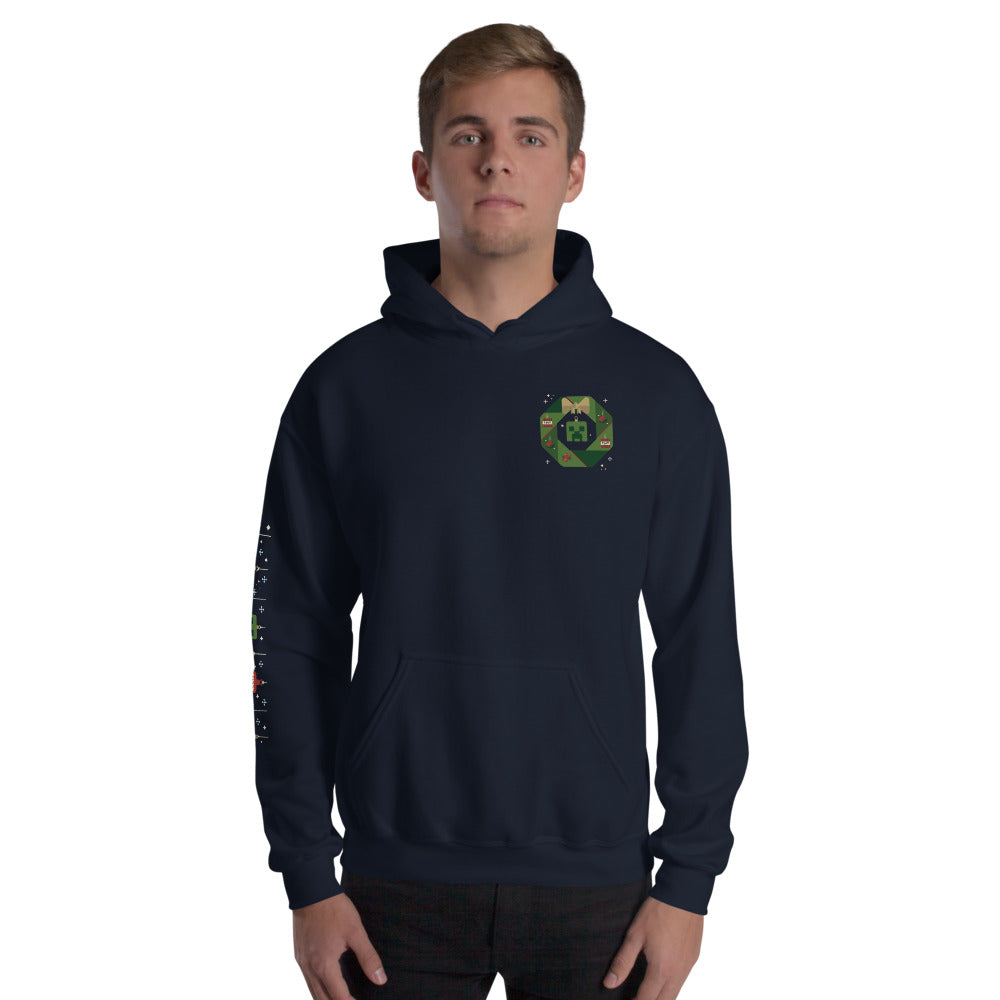 Minecraft Creeper Holiday Wreath Adult Hoodie