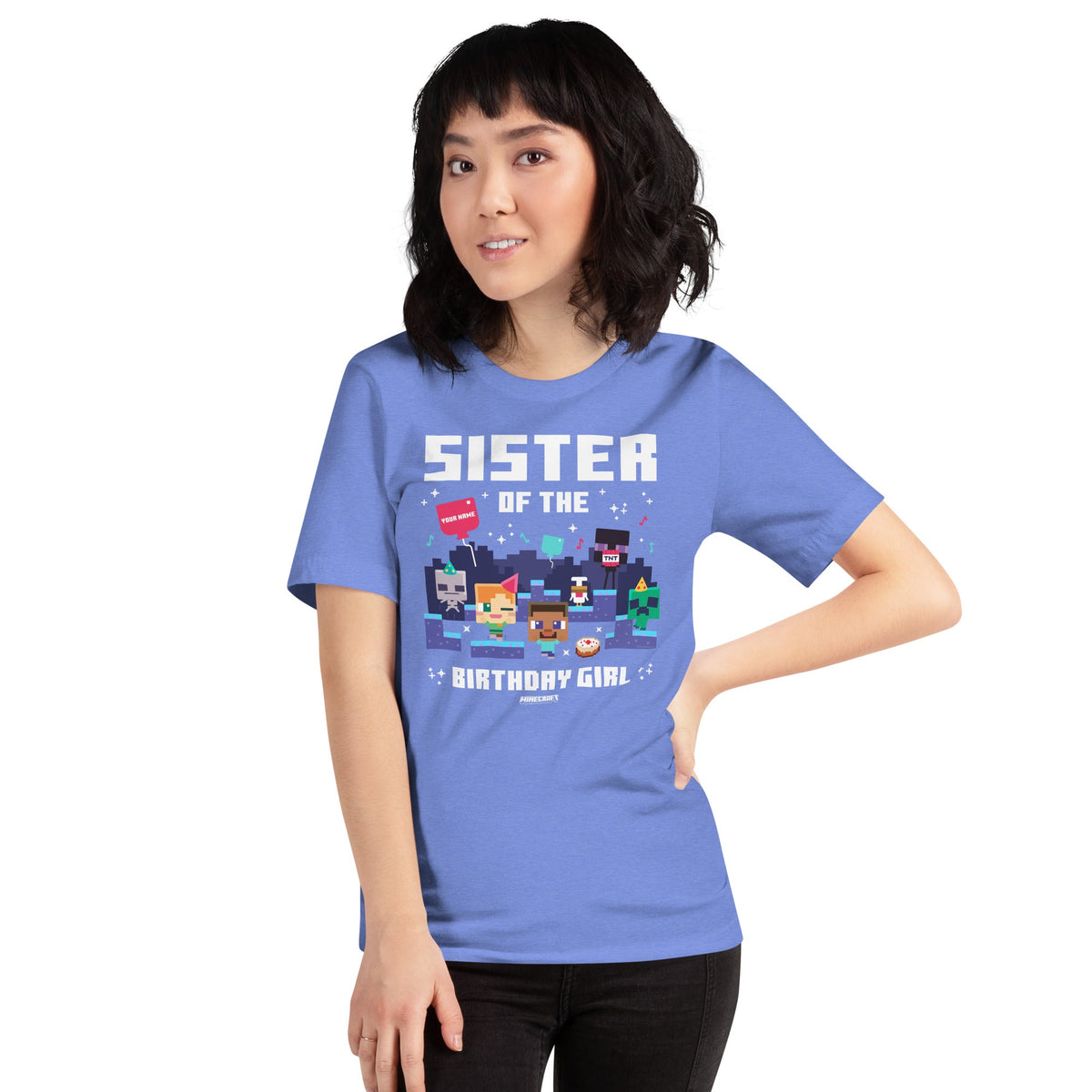 Minecraft Adult T-Shirt Sister Of The Birthday Girl Personalized Name