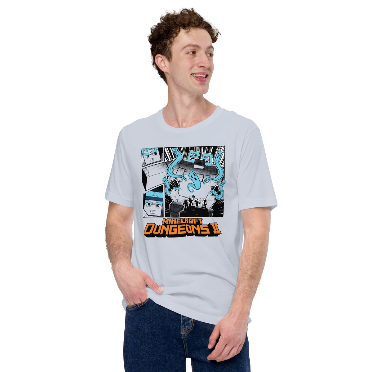 Minecraft Adult T-Shirt Dungeons II Comic Strip