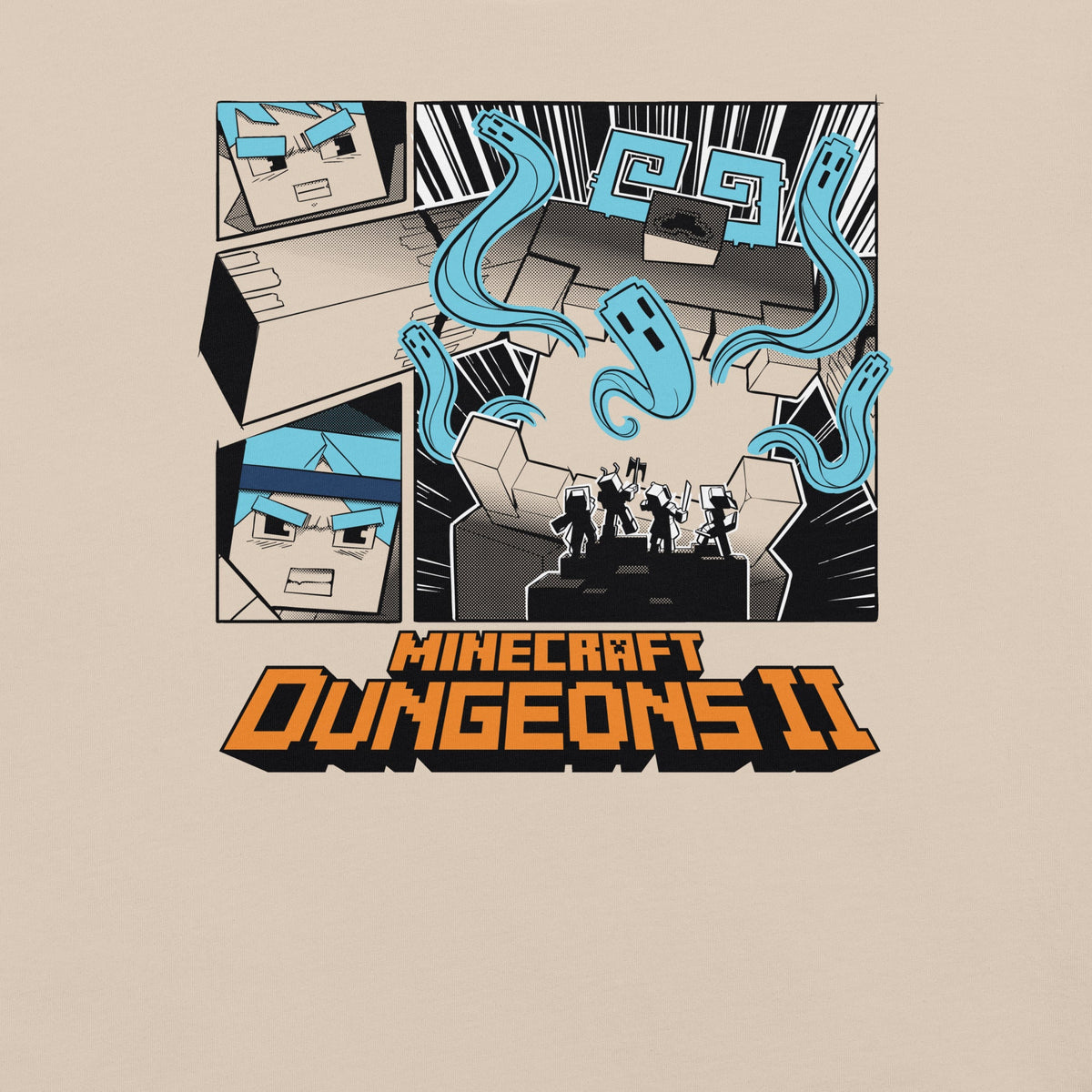 Minecraft Adult T-Shirt Dungeons II Comic Strip