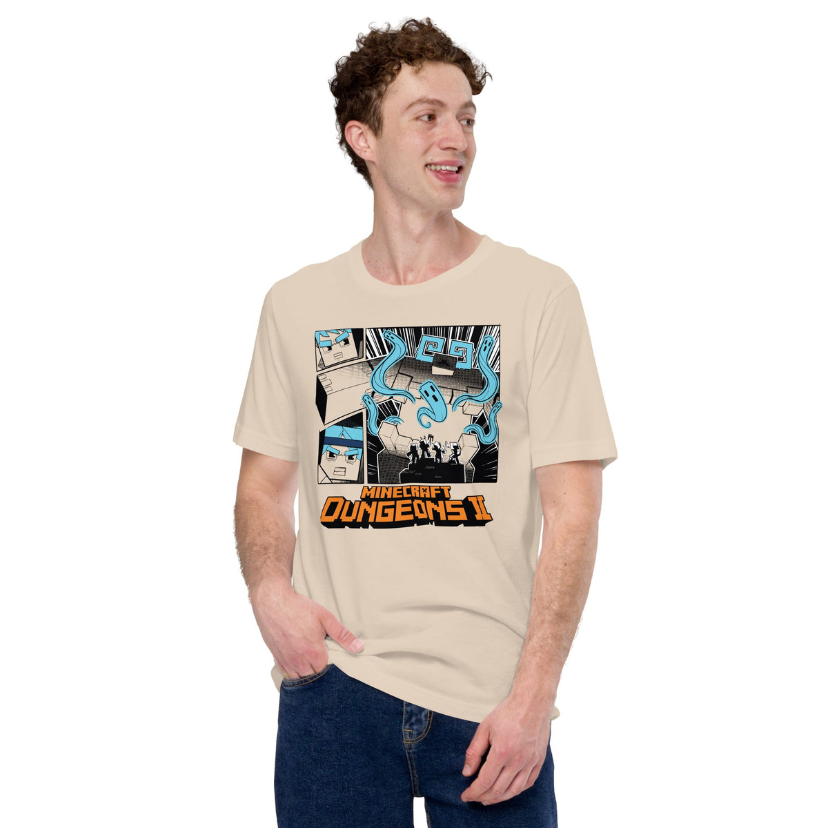 Minecraft Adult T-Shirt Dungeons II Comic Strip