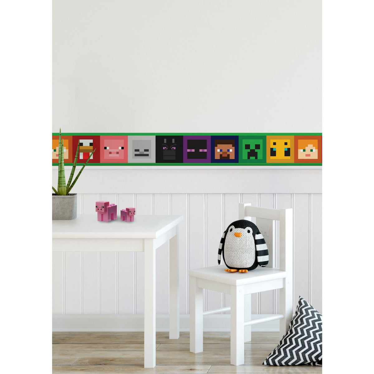 Minecraft Iconic Faces Black Peel & Stick Border