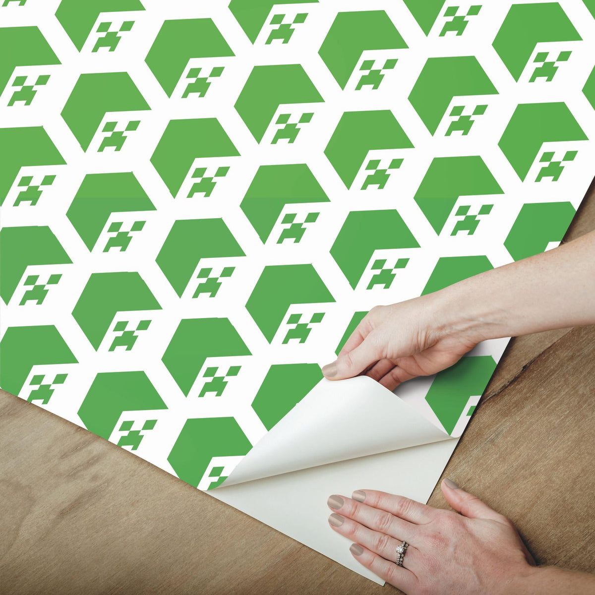 Minecraft Creeper Face Green Peel & Stick Wallpaper