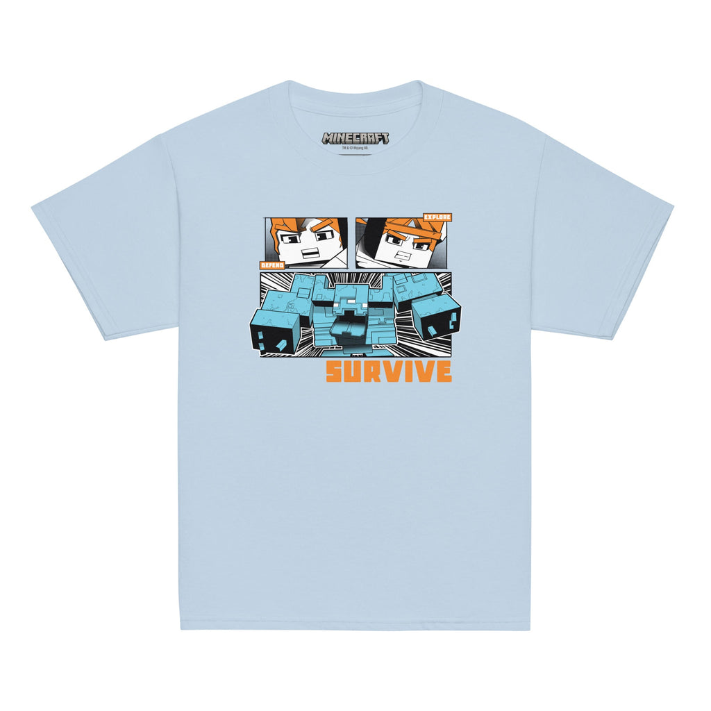 Minecraft Youth T-Shirt Dungeons II Defend Explore Survive