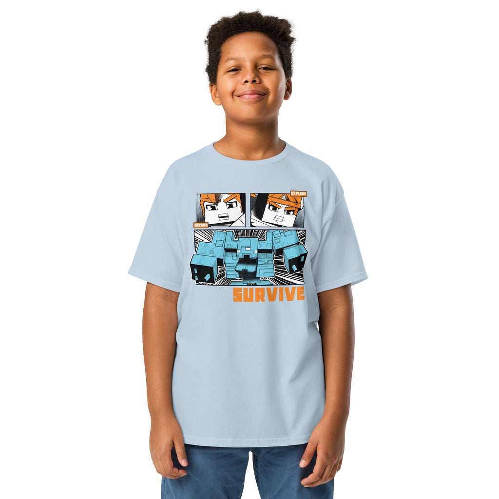 Minecraft Youth T-Shirt Dungeons II Defend Explore Survive