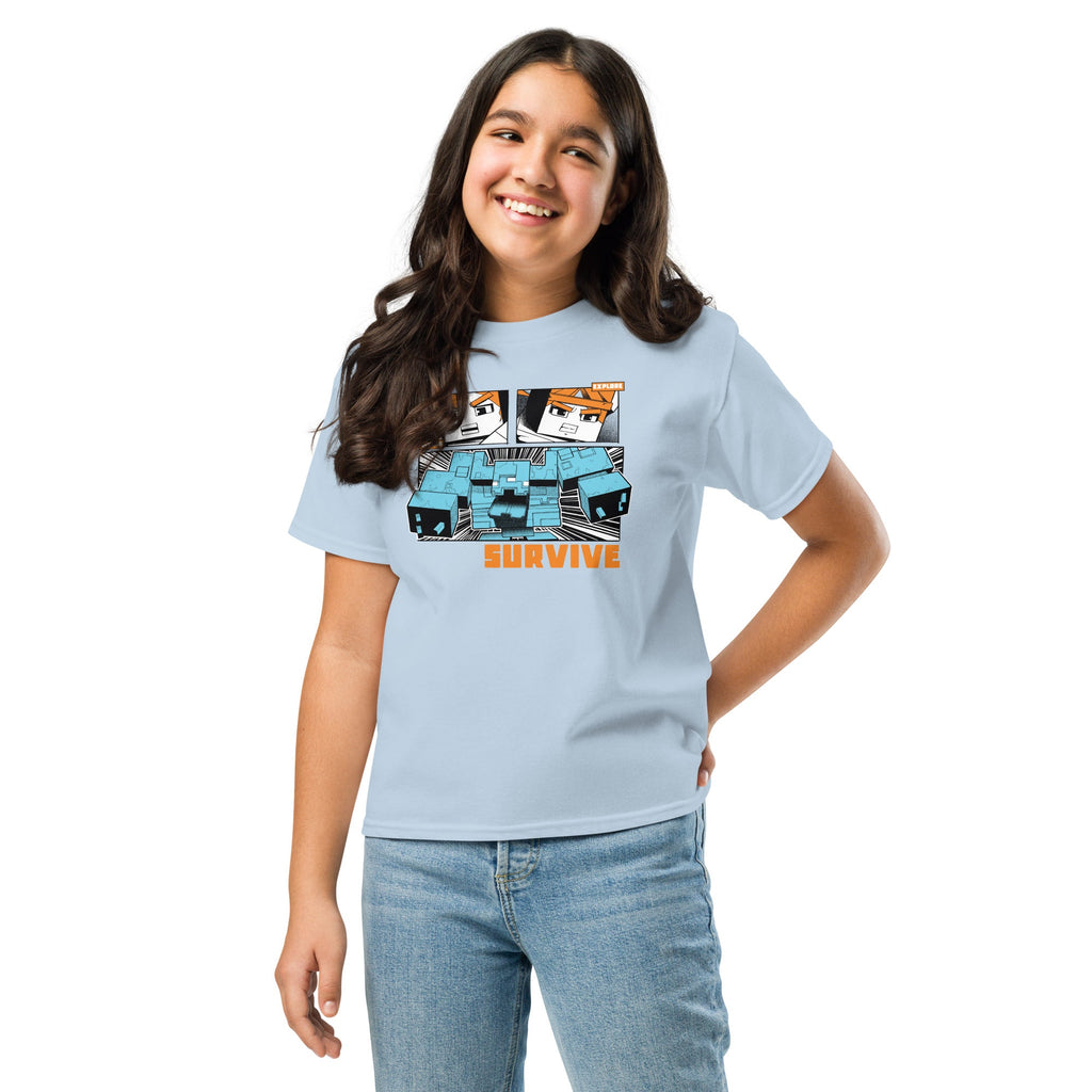 Minecraft Youth T-Shirt Dungeons II Defend Explore Survive