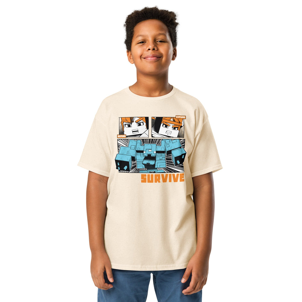 Minecraft Youth T-Shirt Dungeons II Defend Explore Survive