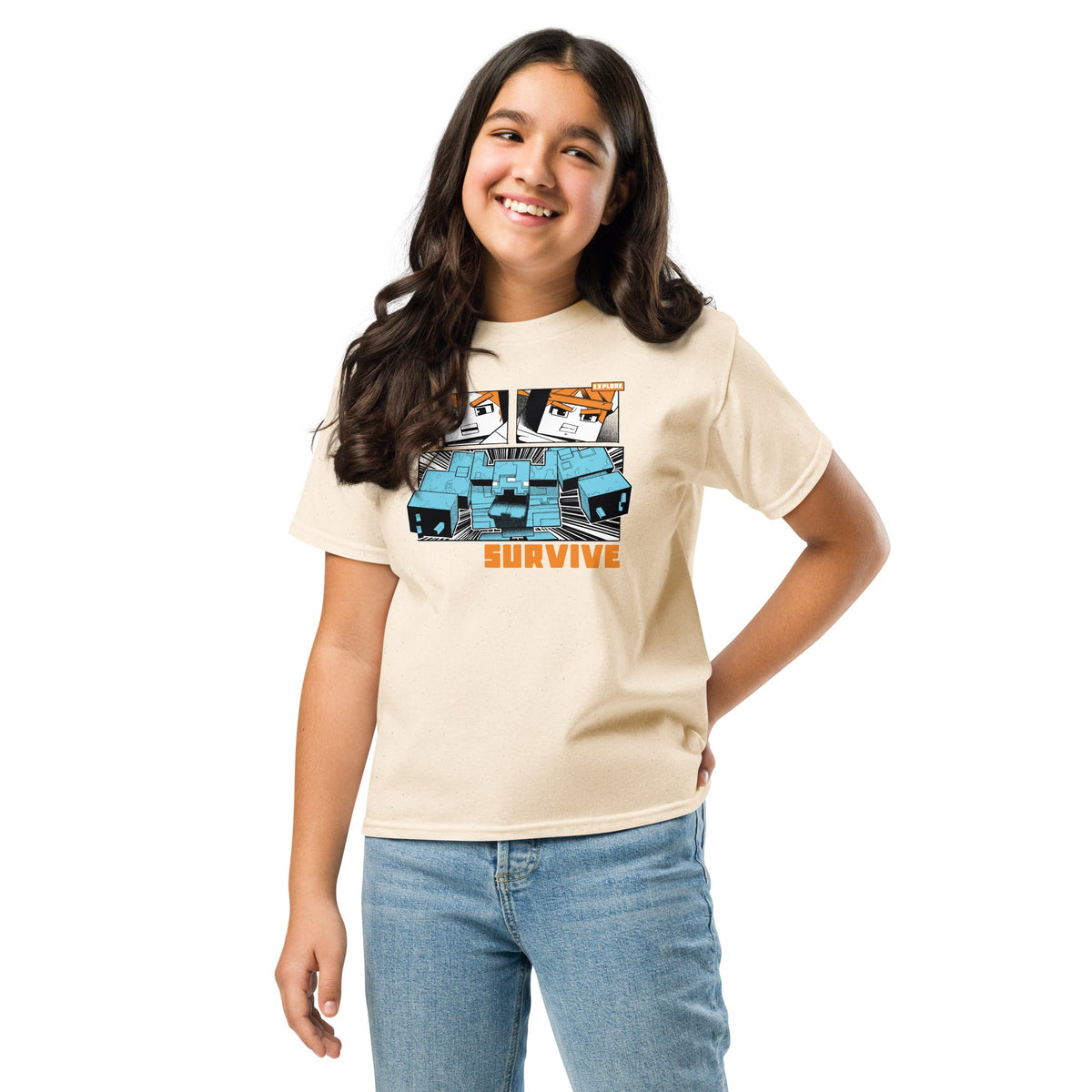 Minecraft Youth T-Shirt Dungeons II Defend Explore Survive