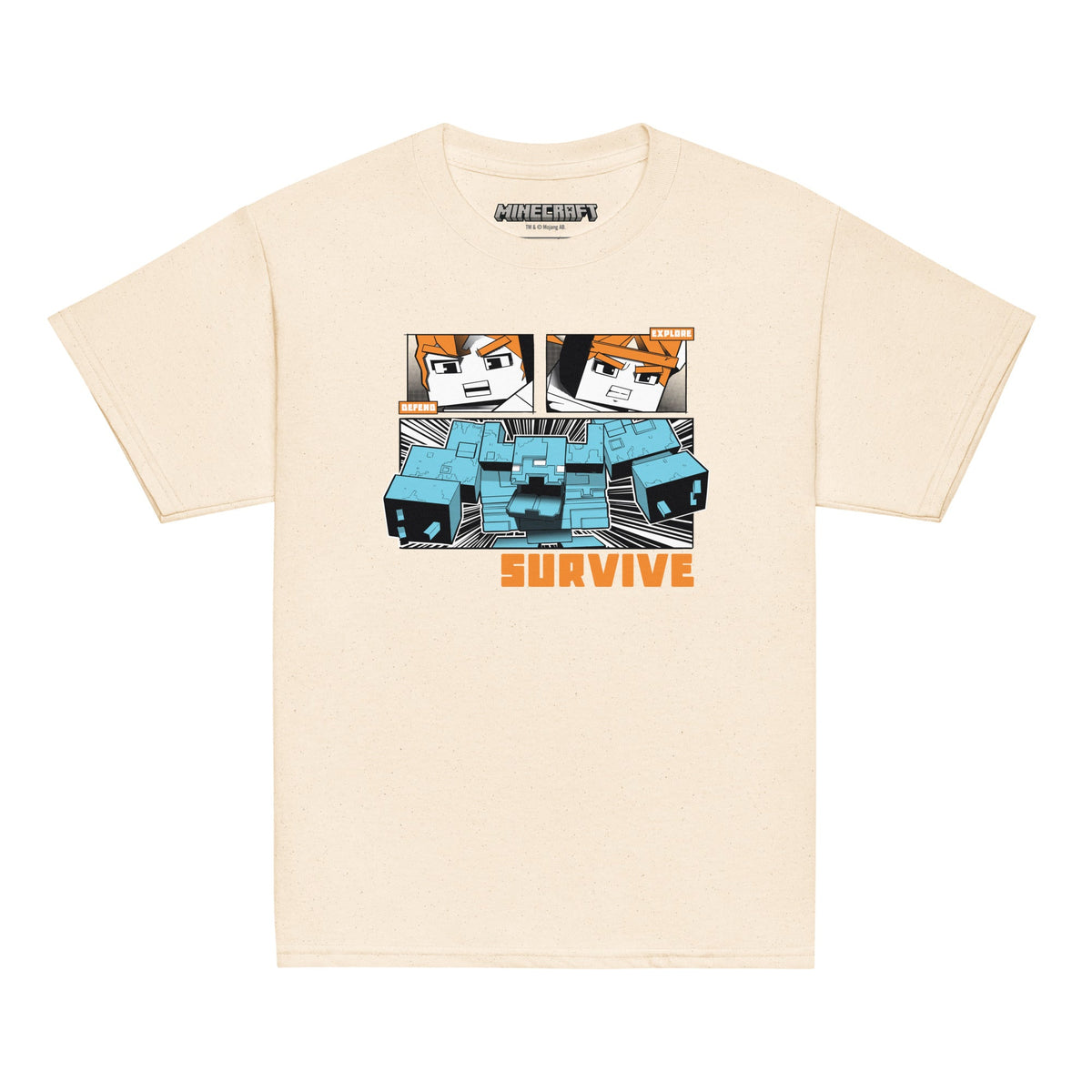 Minecraft Youth T-Shirt Dungeons II Defend Explore Survive