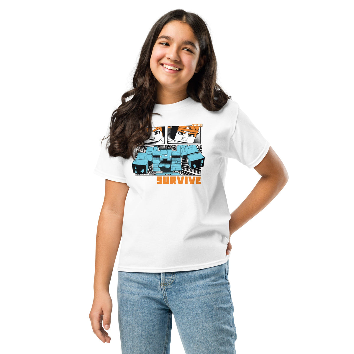 Minecraft Youth T-Shirt Dungeons II Defend Explore Survive